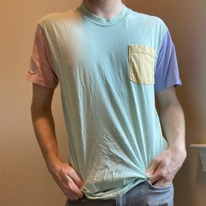pastel pocket color block t shirt